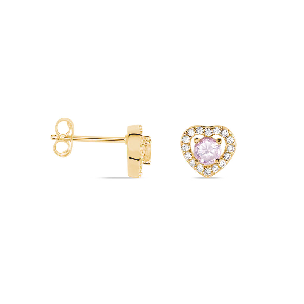 Boucles D'oreilles Puces Plaqué Or Jaune Alais Oxyde De Zirconium