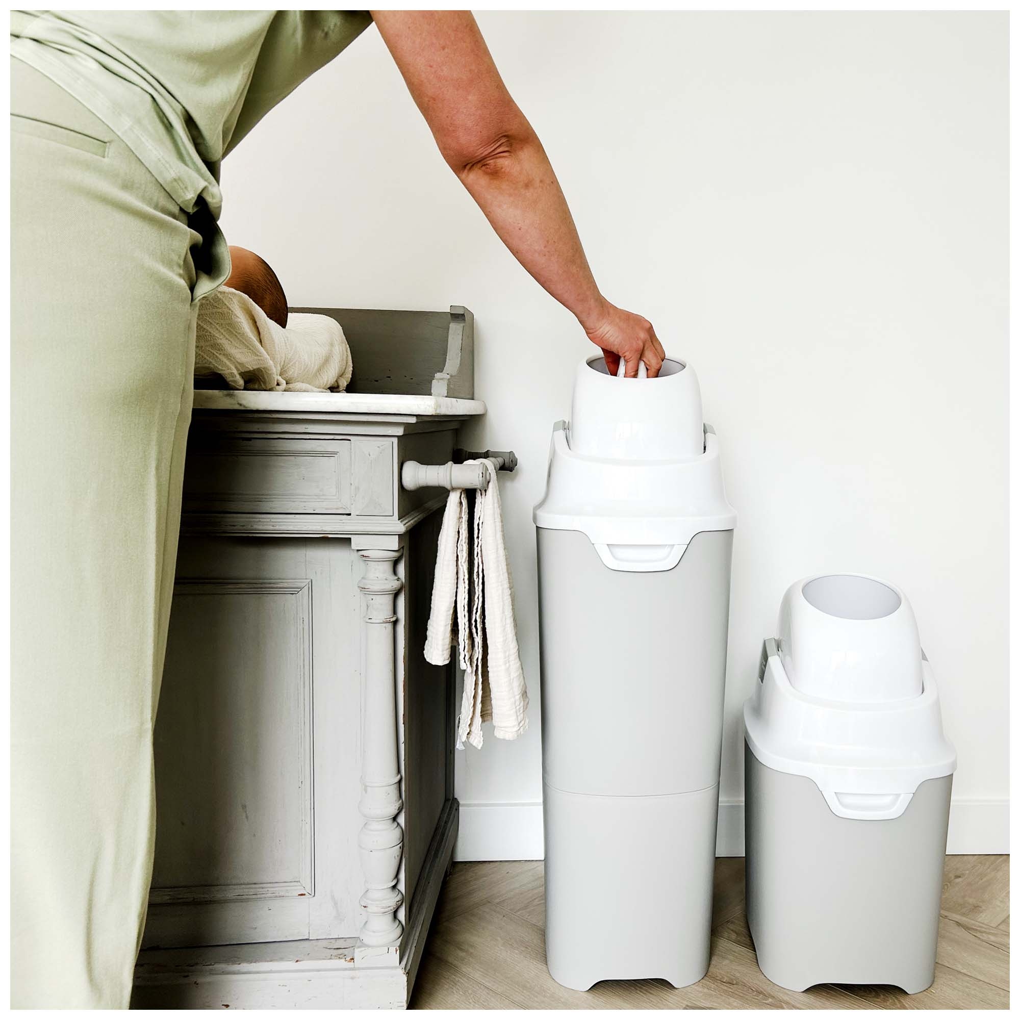 DiaperChamp ONE handsfree luieremmer grijs - sale - Prénatal