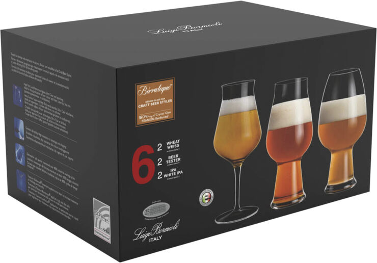 Luigi Bormioli Birrateque ølglas-sæt 6 stk. Transparent