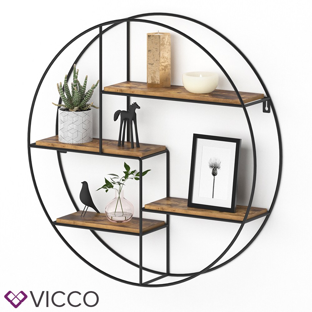 VICCO Loft Wandregal FYRK Gewürzregal Industrial Küchenregal rund Bücherregal