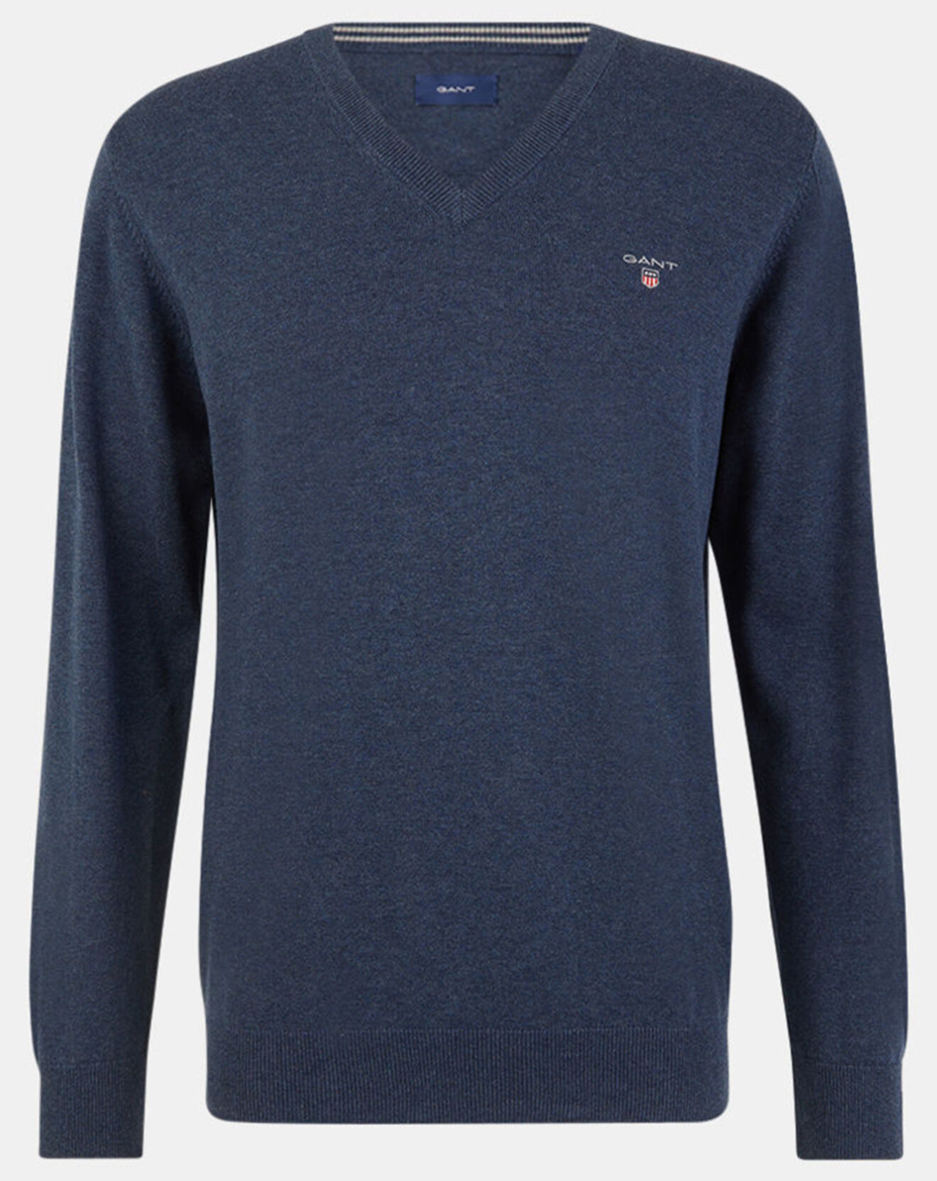 Gant Pull col V coton bleu foncé chiné