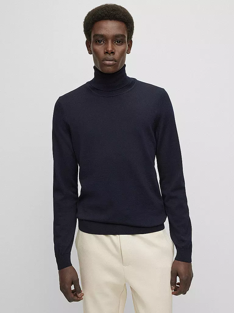 BOSS Rollkragenpullover Slim Fit MUSSO dunkelblau