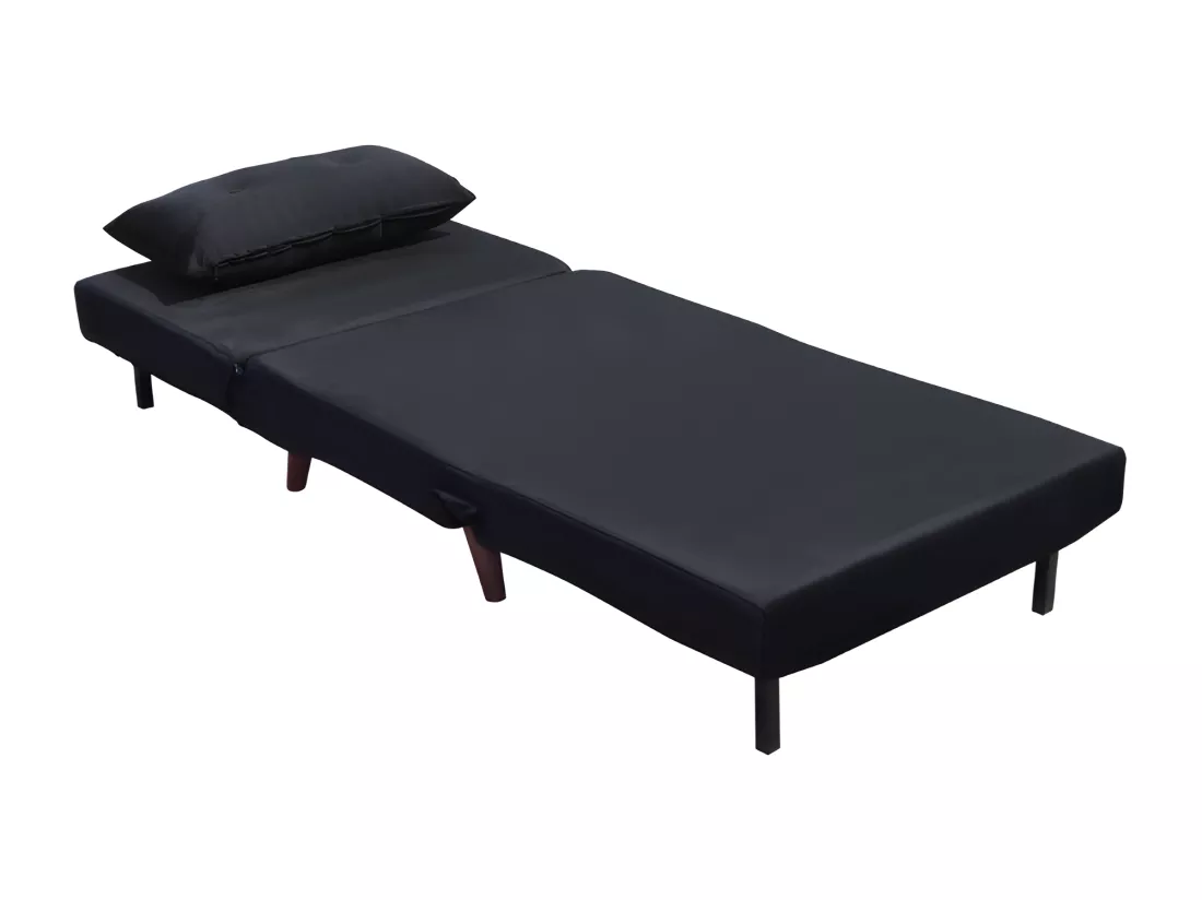 Fauteuil convertible noir en velours une place dimensions 80x90x84 cm lit 80x190x28 cm
