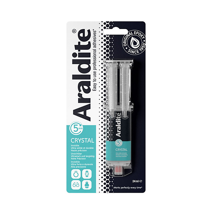 Colle haute performance epoxy à prise rapide Araldite Crystal 24 ml