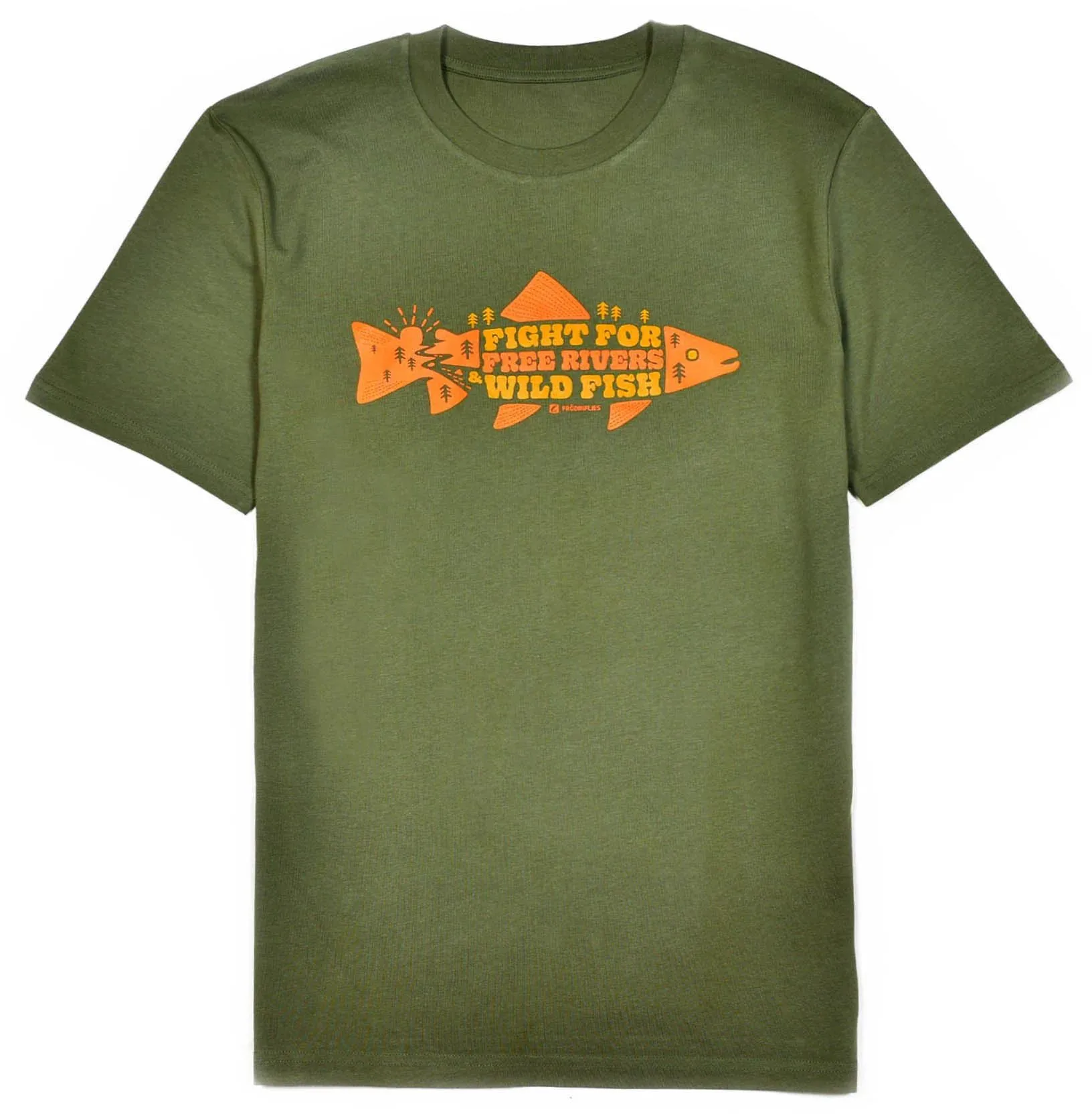 Frodin Flies Frödin Free Rivers & Wild Fish T-Shirt Khaki Green
