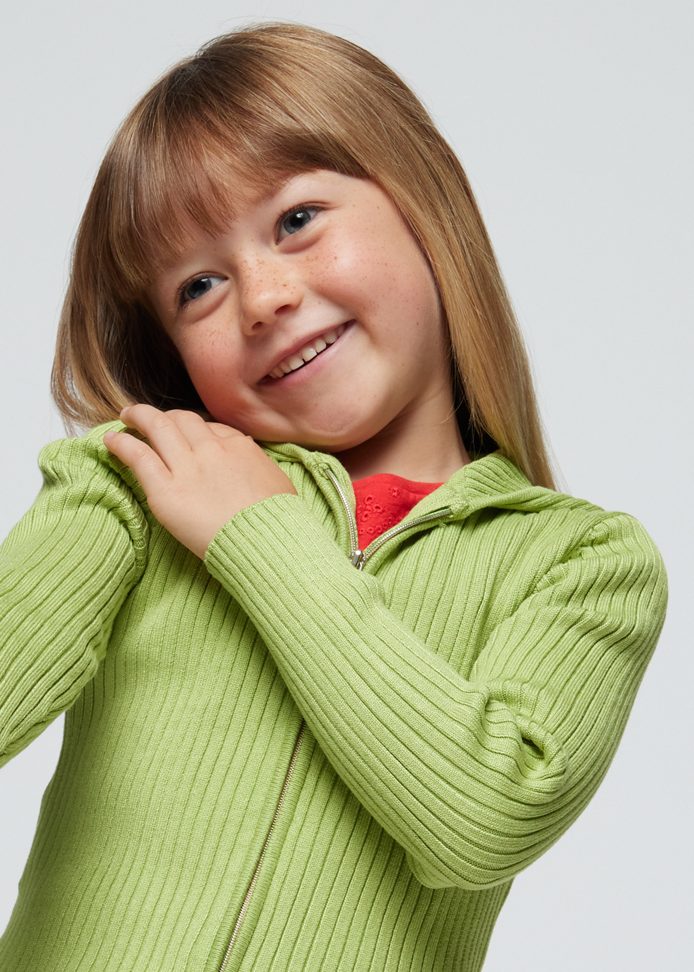 Cardigã canelado de viscose LENZING™ ECOVERO™ para meninas, branco