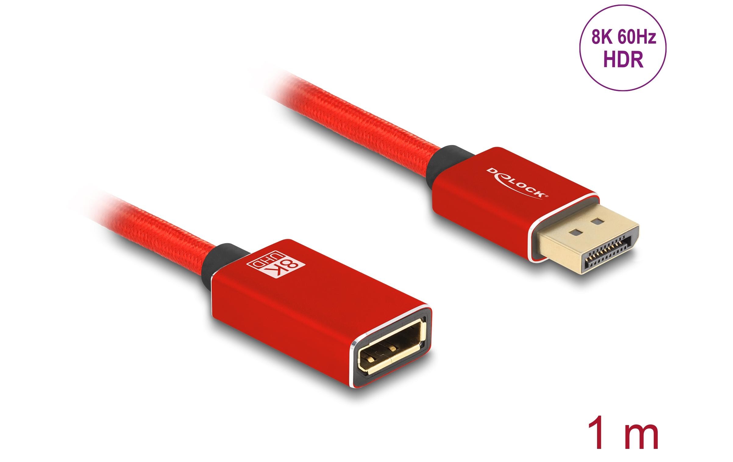 Verlängerungskabel 8K 60 Hz DisplayPort - DisplayPort, 1 mDelock DisplayPort Verlängerungskabel 8K 60 Hz 1 m