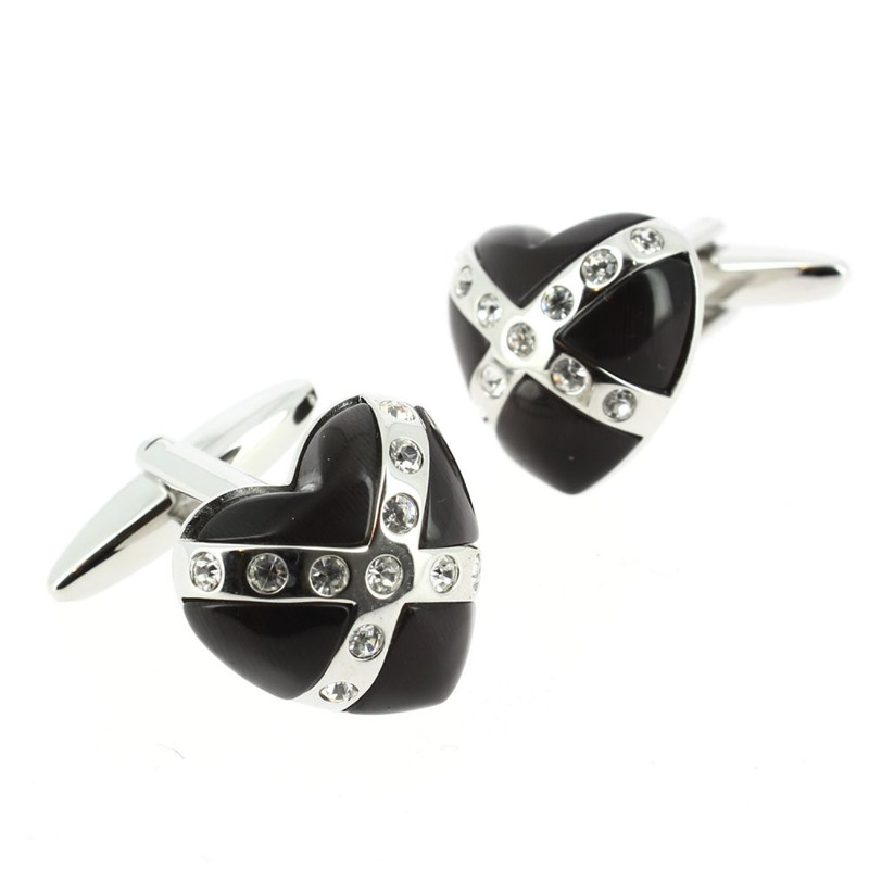 Boutons de manchette, coeur anthracite