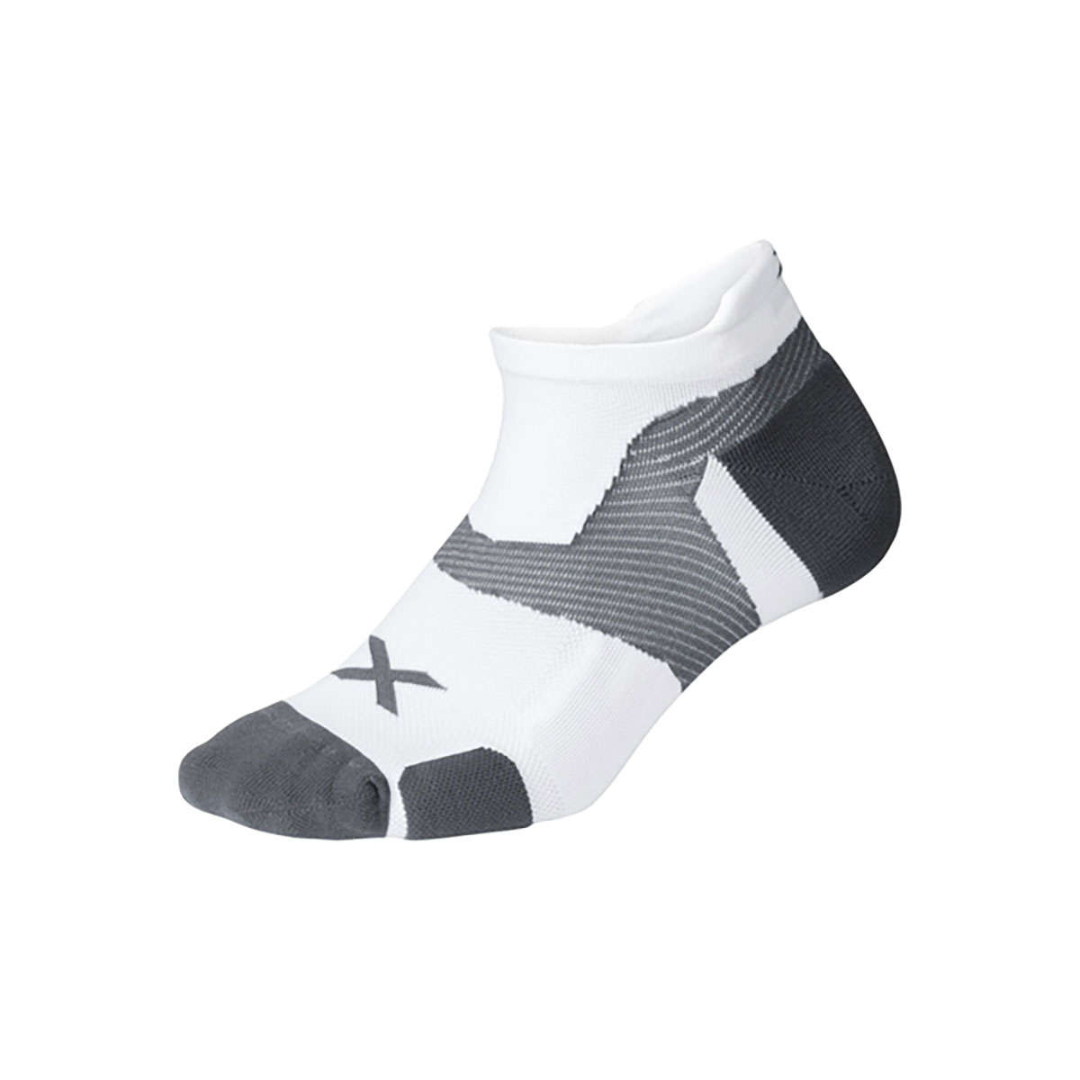 2XU Vectr Cushion No Show Compressiesokken Wit/Grijs