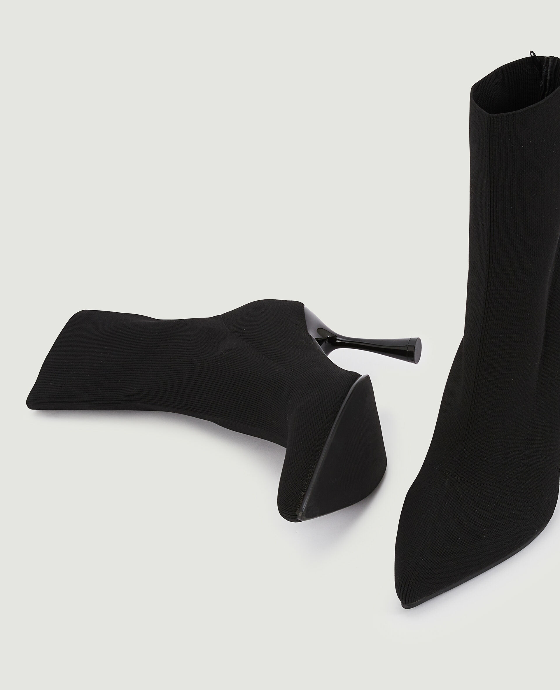 Boots pointues en maille textile extensible - Noir