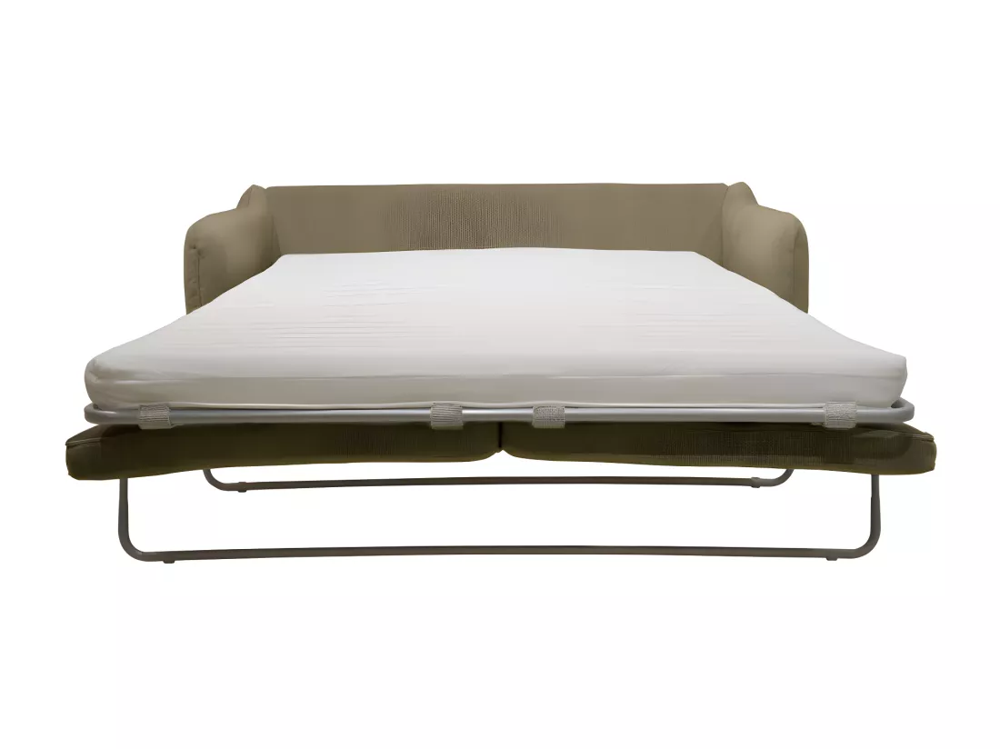 Vornay - Canapé convertible express 2 places en tissu pieds bois foncé - Café