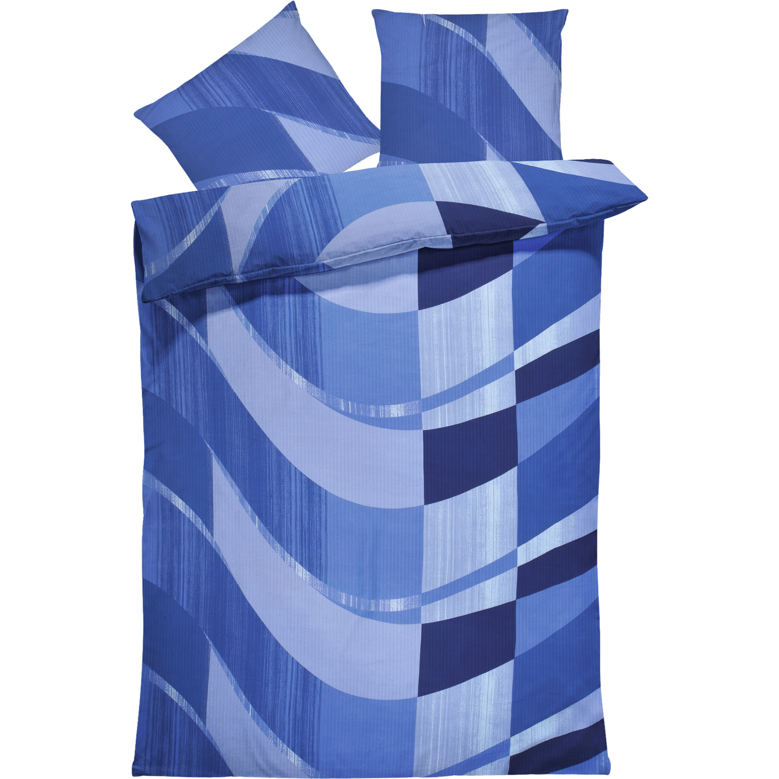 Bettwäsche Seersucker Geometrie navy 50x70 Kissenbezug