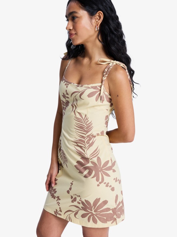 New Nostalgia Printed Robe à bretelles Jaune Femme