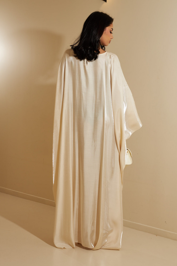 Robe manche chauves-souris pailletées blanche