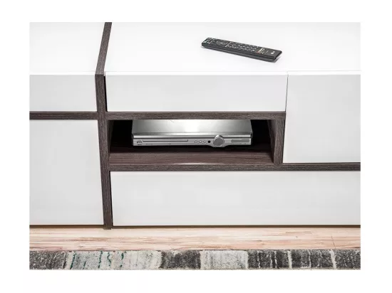 Meuble TV 150 cm CRISS avec LED intégrées, déco moderne pour salon
