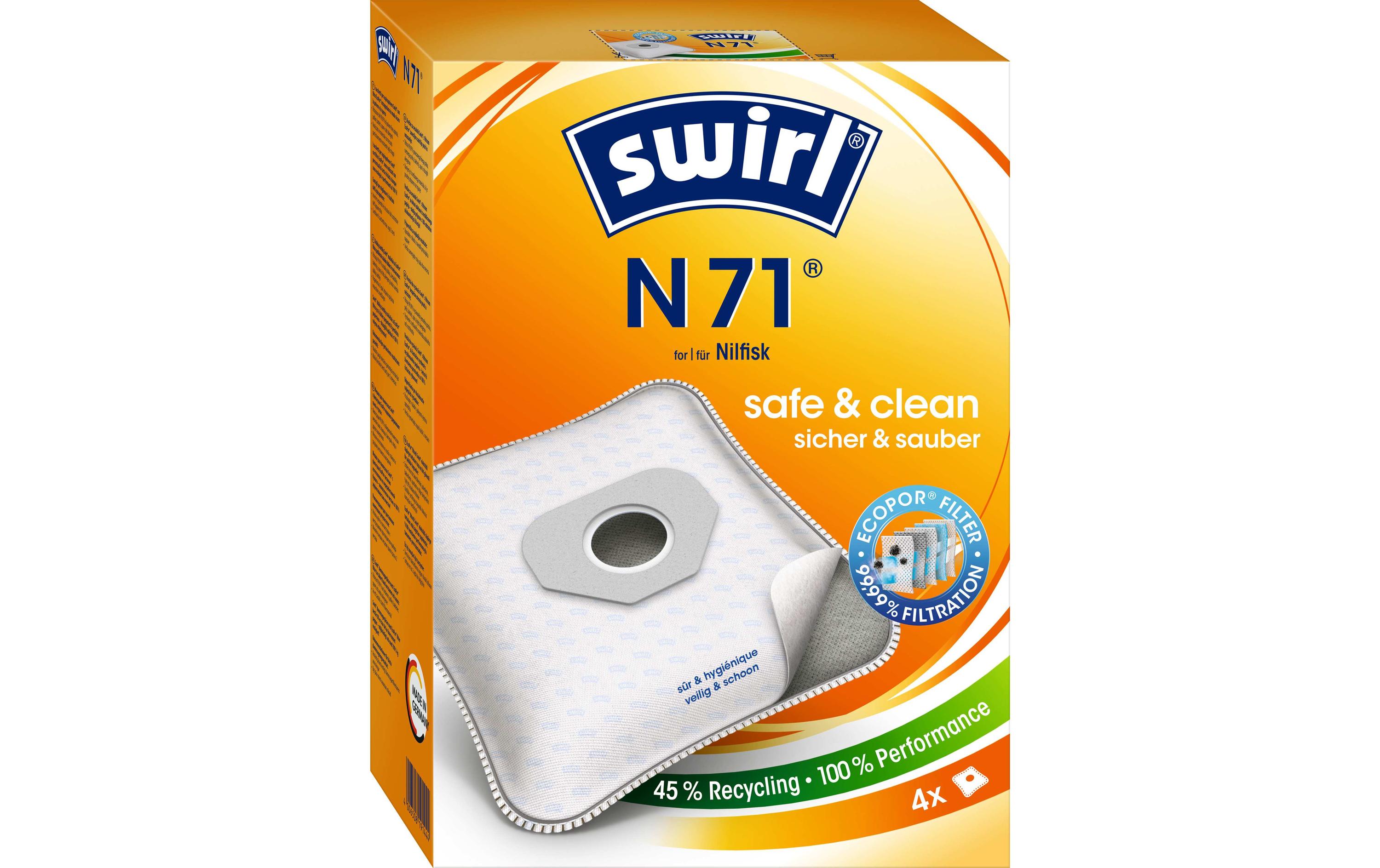 Staubfilterbeutel N 71 EcoPor 4 StückErsatz-Staubbeutel für bestimmte Staubsaugermodelle von Nilfisk