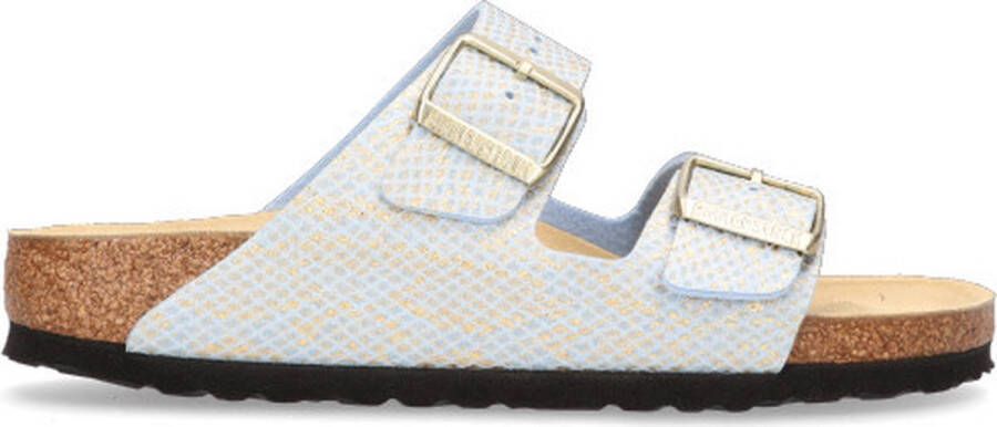 Birkenstock Arizona Dames Slippers Shiny Python Dusty Blue Narrow fit | Blauw | Microvezel