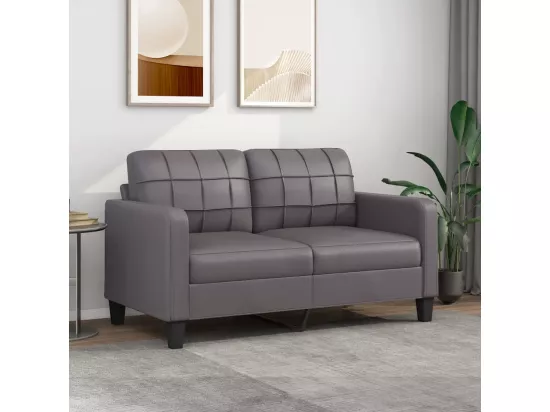 Canapé à 2 places Gris 140 cm Similicuir
