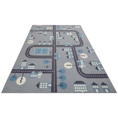 Vloerkleed Kids Town - Grijs / Blauw