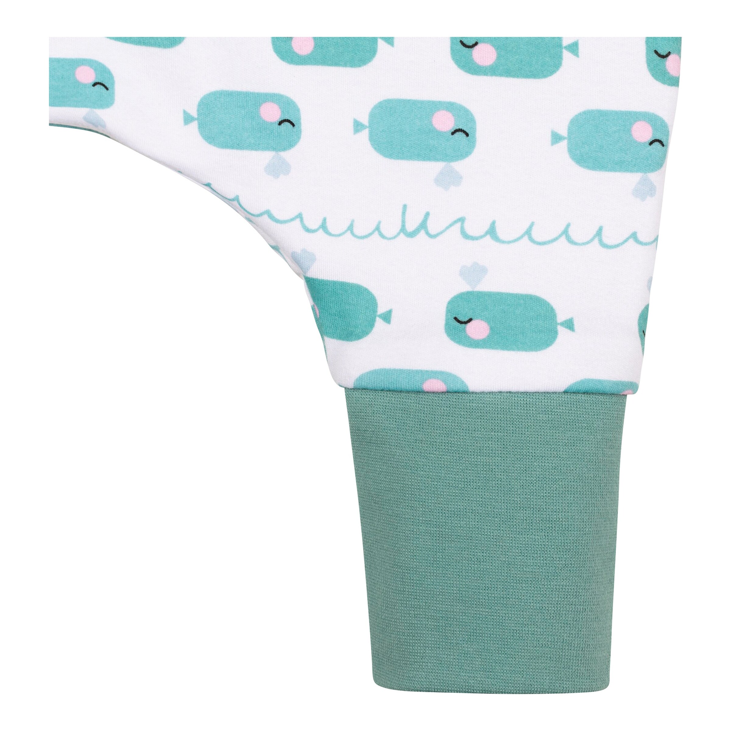 emma & noah Ganzjahres-Sleepoverall 2.5 TOG Exklusivdesign Wal grün / mint