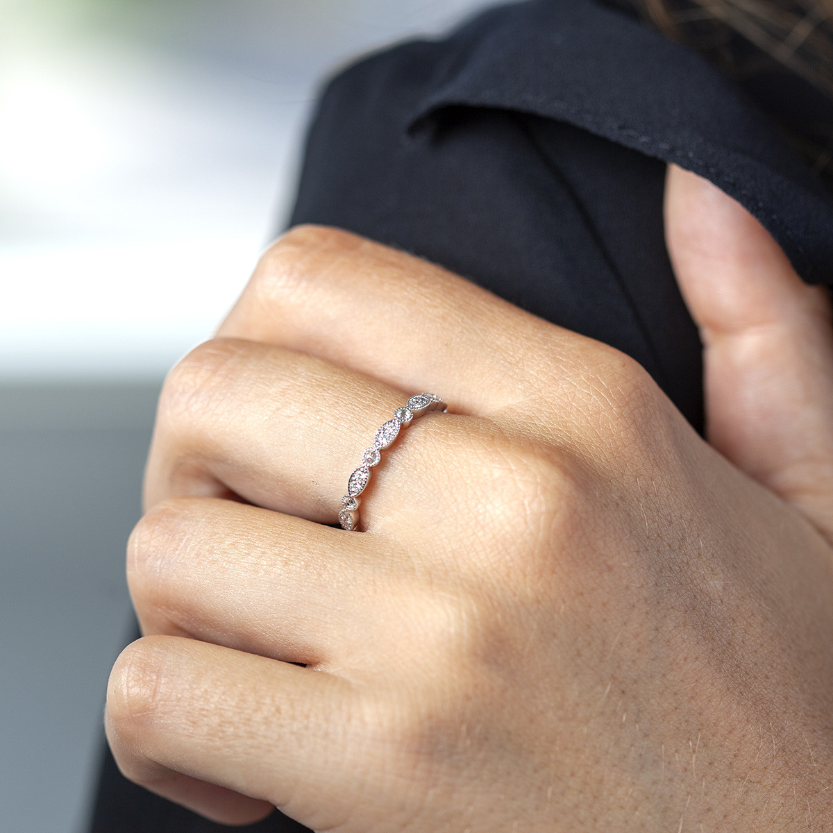 Bague tour complet d'occasion or 750 blanc diamants