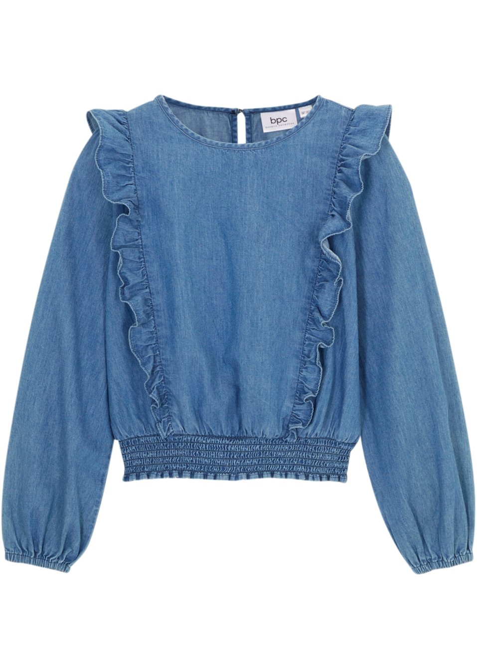Blouse en jean fille avec ruchés