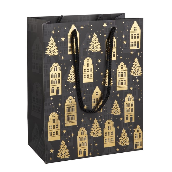 Geschenktasche - Stadthäuser und Tannen - ca. 18 x 10 x 23 cm