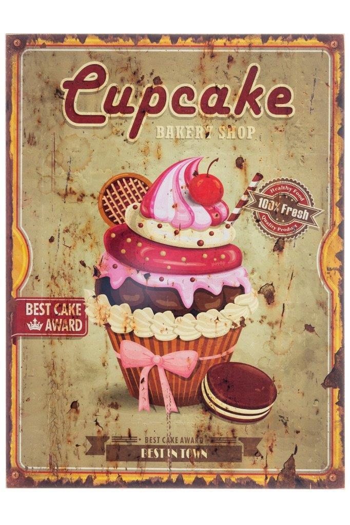 Holzschild CUPCAKE I - bunt - 30x40 cm