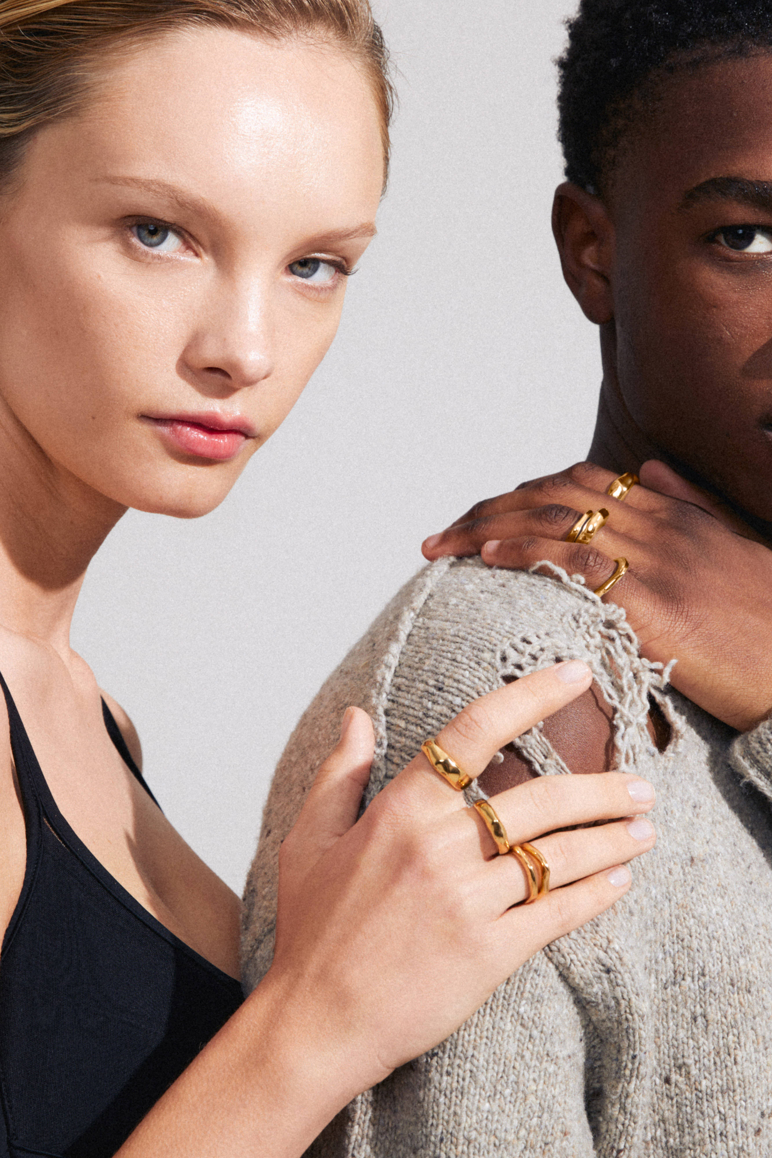 PILGRIM gold plated ringen Asher - set van 4