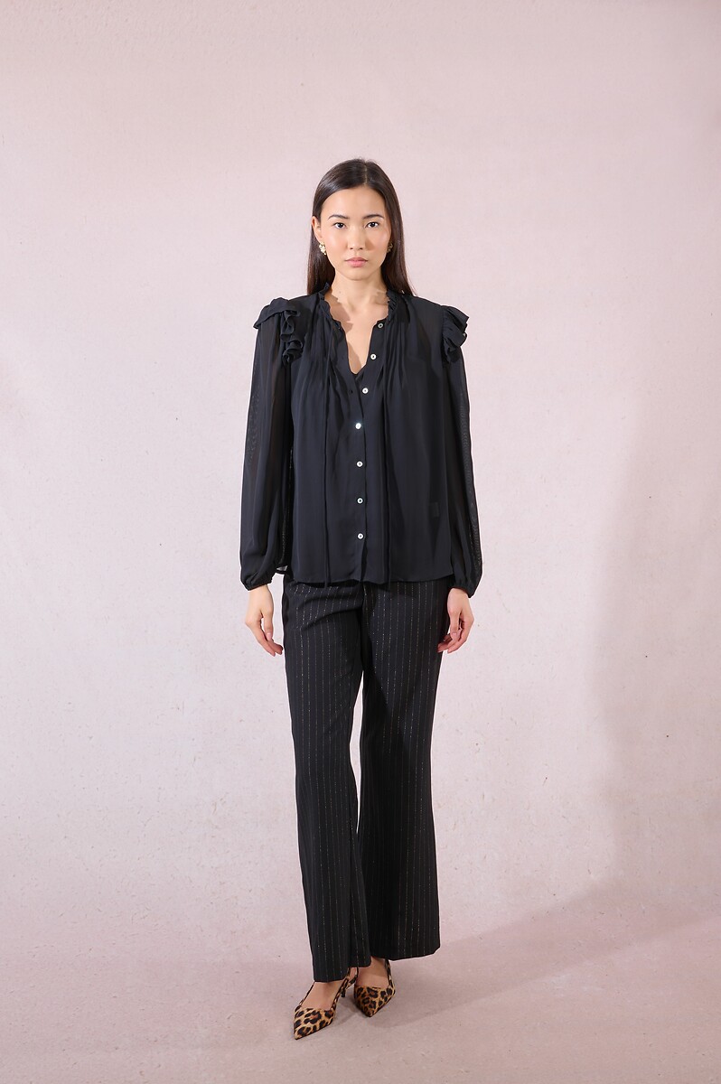 MOLLY BRACKEN<br>Camisa de voile semitransparente