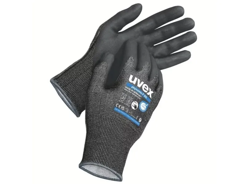 Uvex phynomic F XG, Værkstedshandsker, Sort, Voksen, Voksen, Unisex, Skærefast, Riftsbeskyttet