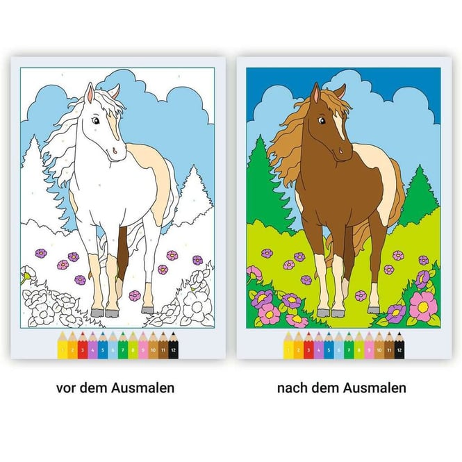 CreArt - Malen nach Zahlen - Pferd mit Blumenmädchen