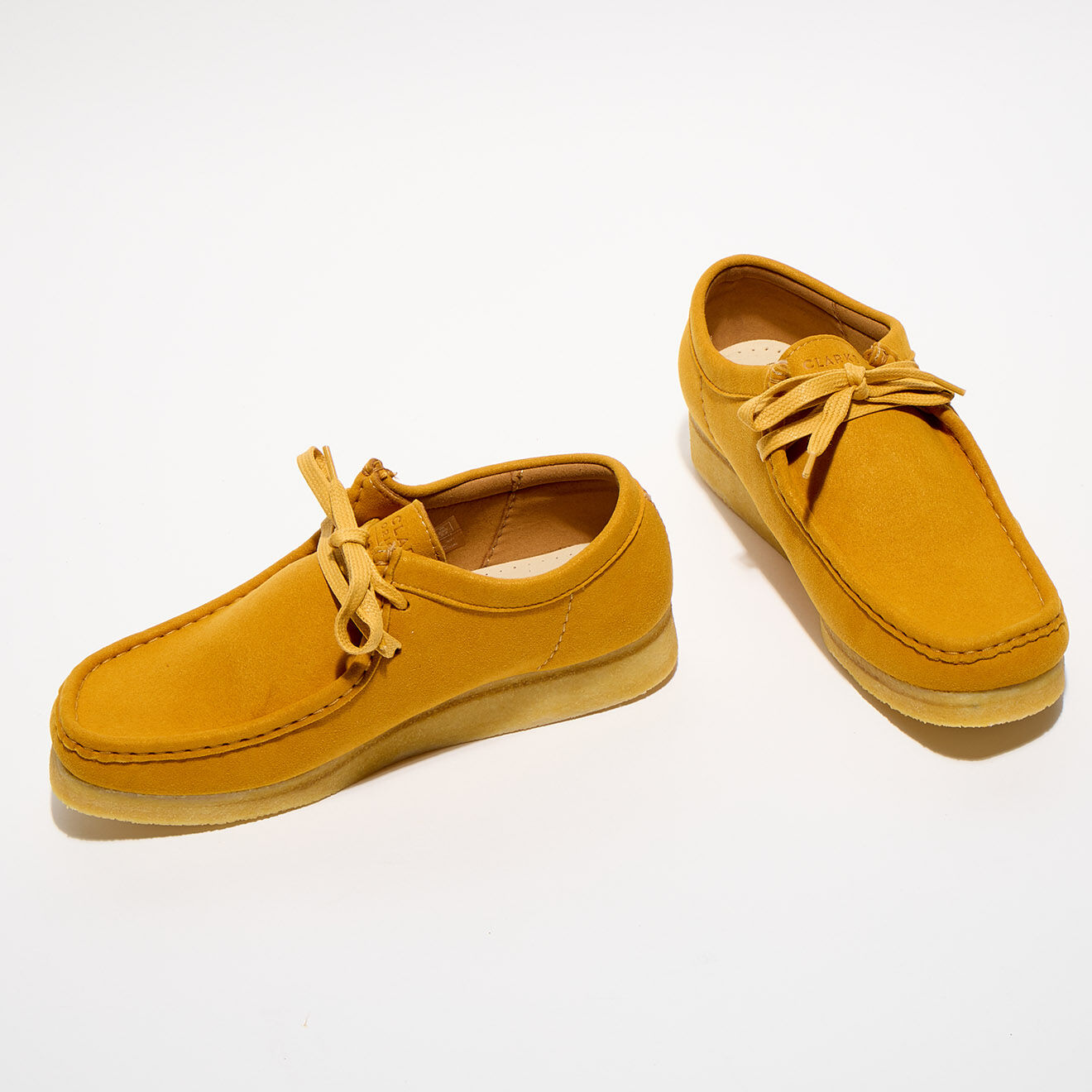 Clarks Originals Derbies en Velours de Cuir Wallabee jaune moutarde