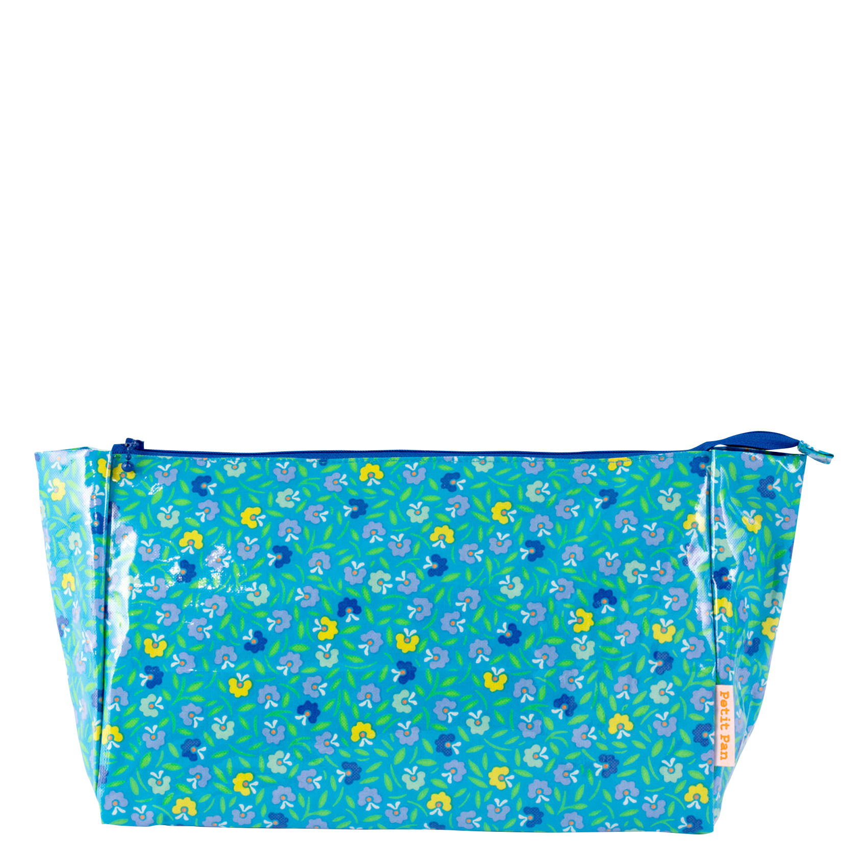 Trousse de toilette imprimé fleuri en coton enduit | Bleu