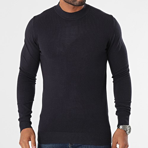 Pull Col Cheminée Bleu Marine