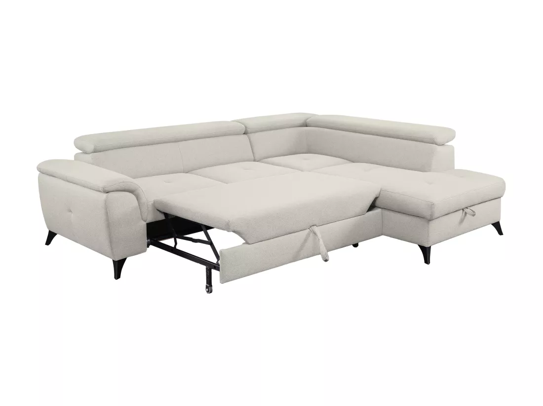 Canapé d'angle convertible gauche en tissu beige BORTIGALI