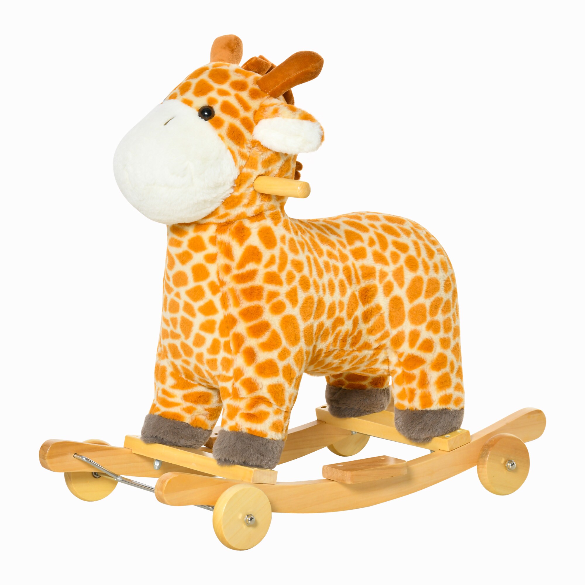 HOMCOM Schaukeltier Spielzeug, Triceratops, Giraffe Gelb 63 x 38 x 63 cm (LxBxH)
