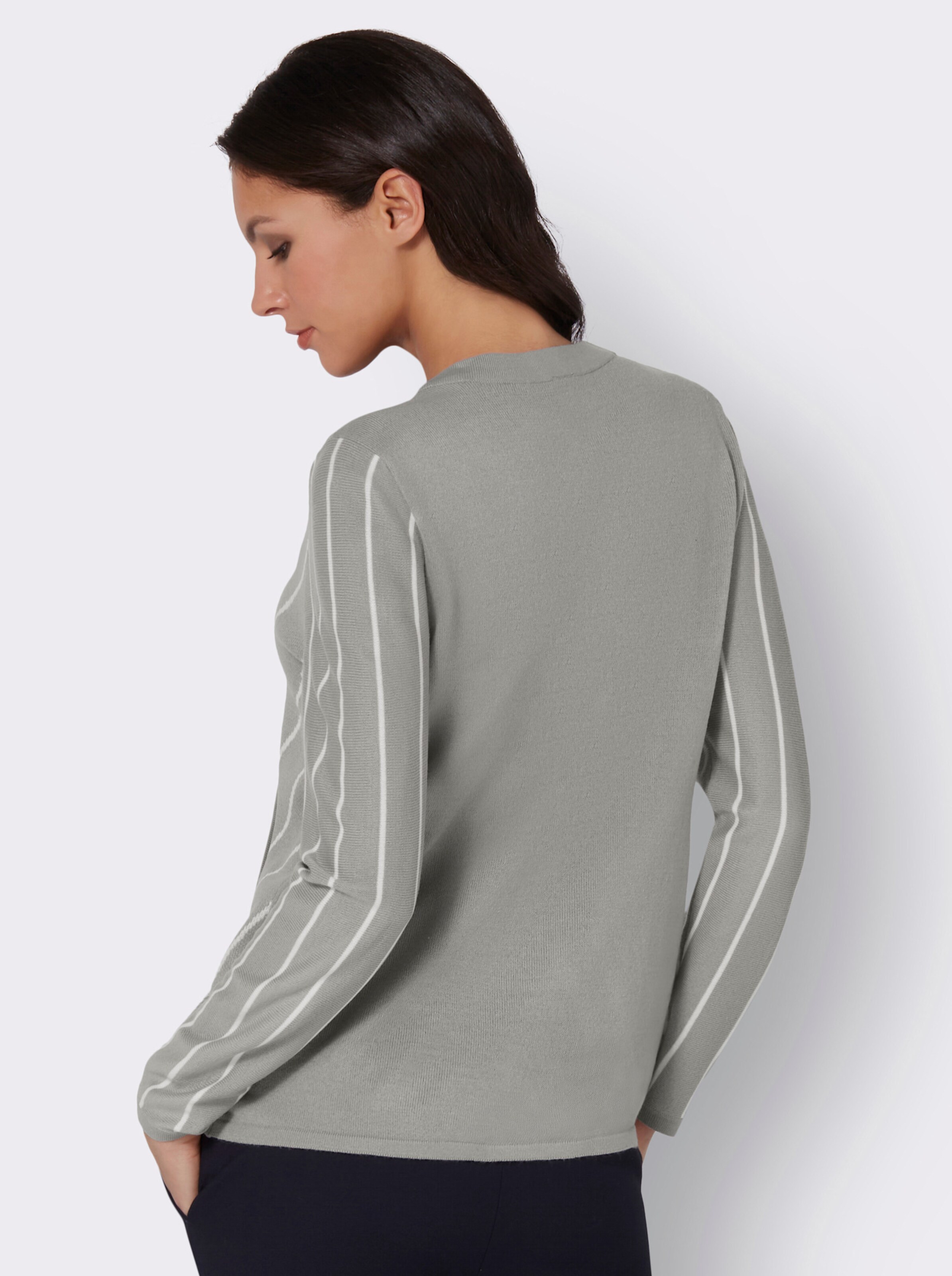 V-Ausschnitt-Pullover mit Jacquard-Muster