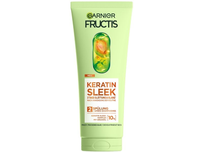 Garnier Haarspülung Keratin Sleek 200 ml Conditioner entwirrt das Haar und verleiht ihm neuen Glanz und Geschmeidigkeit