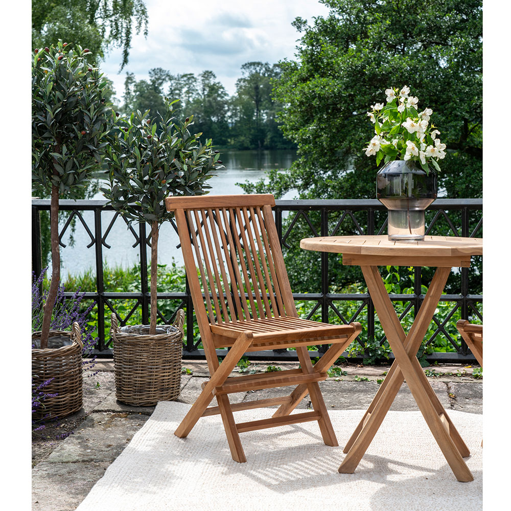 Inklapbare ronde houten tuintafel Jane Naturel