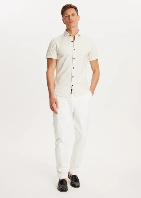 Basic pique overhemd off-white (CREME.L)