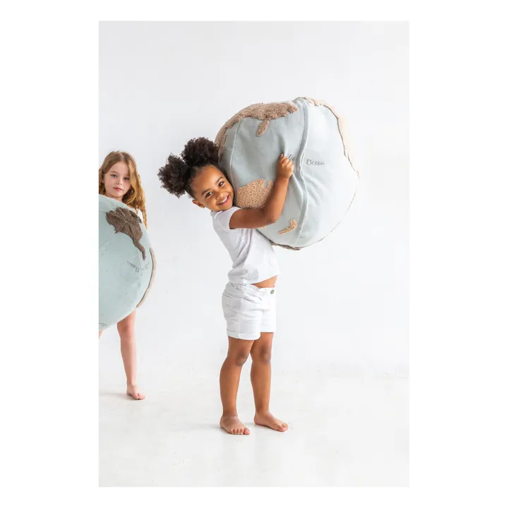 Lorena Canals Pouf World map | Bleu ciel