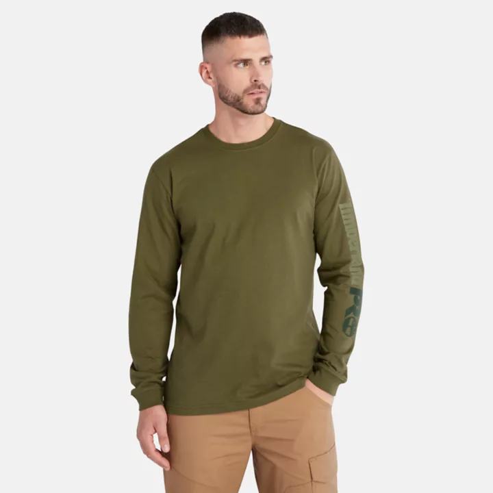 T-shirt à logo Timberland PRO Core à manches longues pour homme en vert