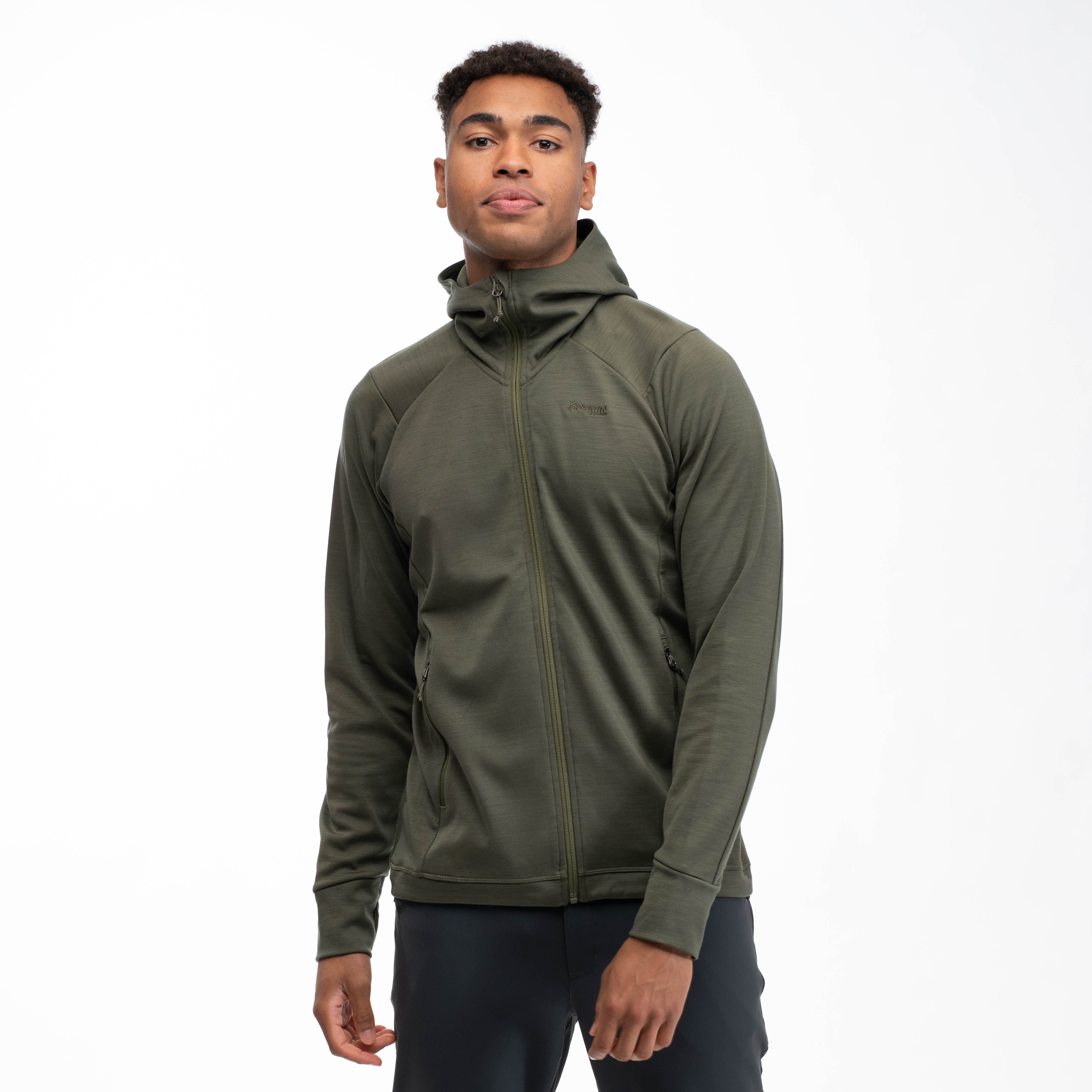 Ulstein Wool Hood Jacket Herre Dark Green Mud