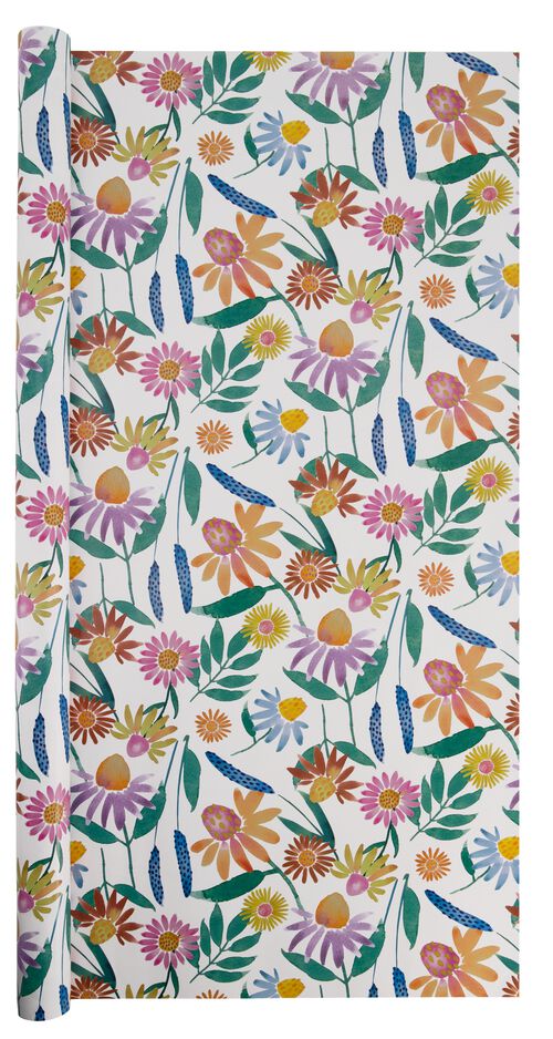 papier cadeau fleurs 200x70
