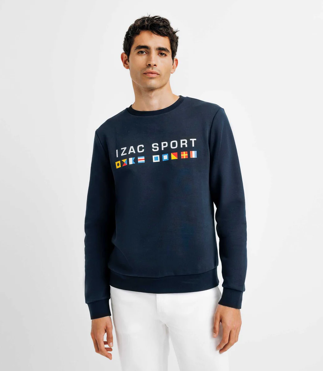 Pull sweat avec drapeaux marine
