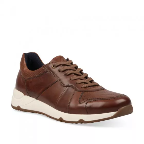 Baskets MARRON DENIM SIDE CUIR
