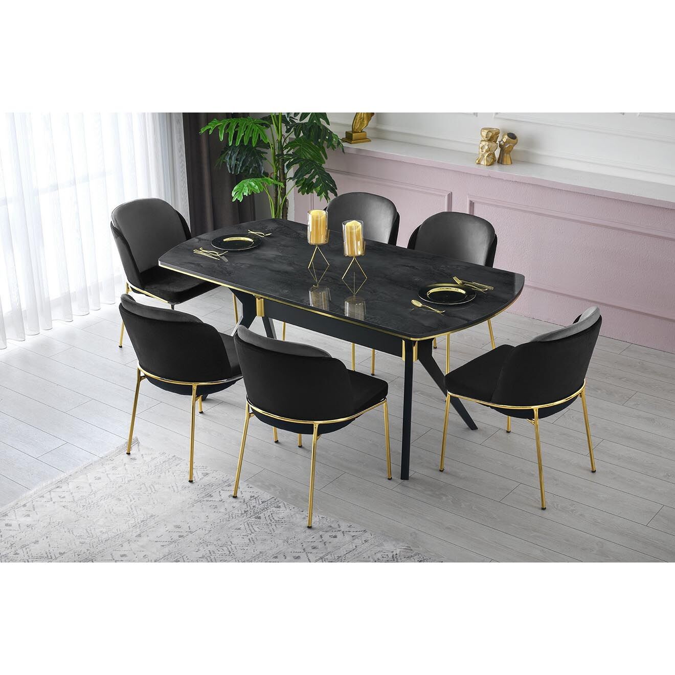 Homitis 2 Chaises Dore noir/doré - 54x86x55 cm