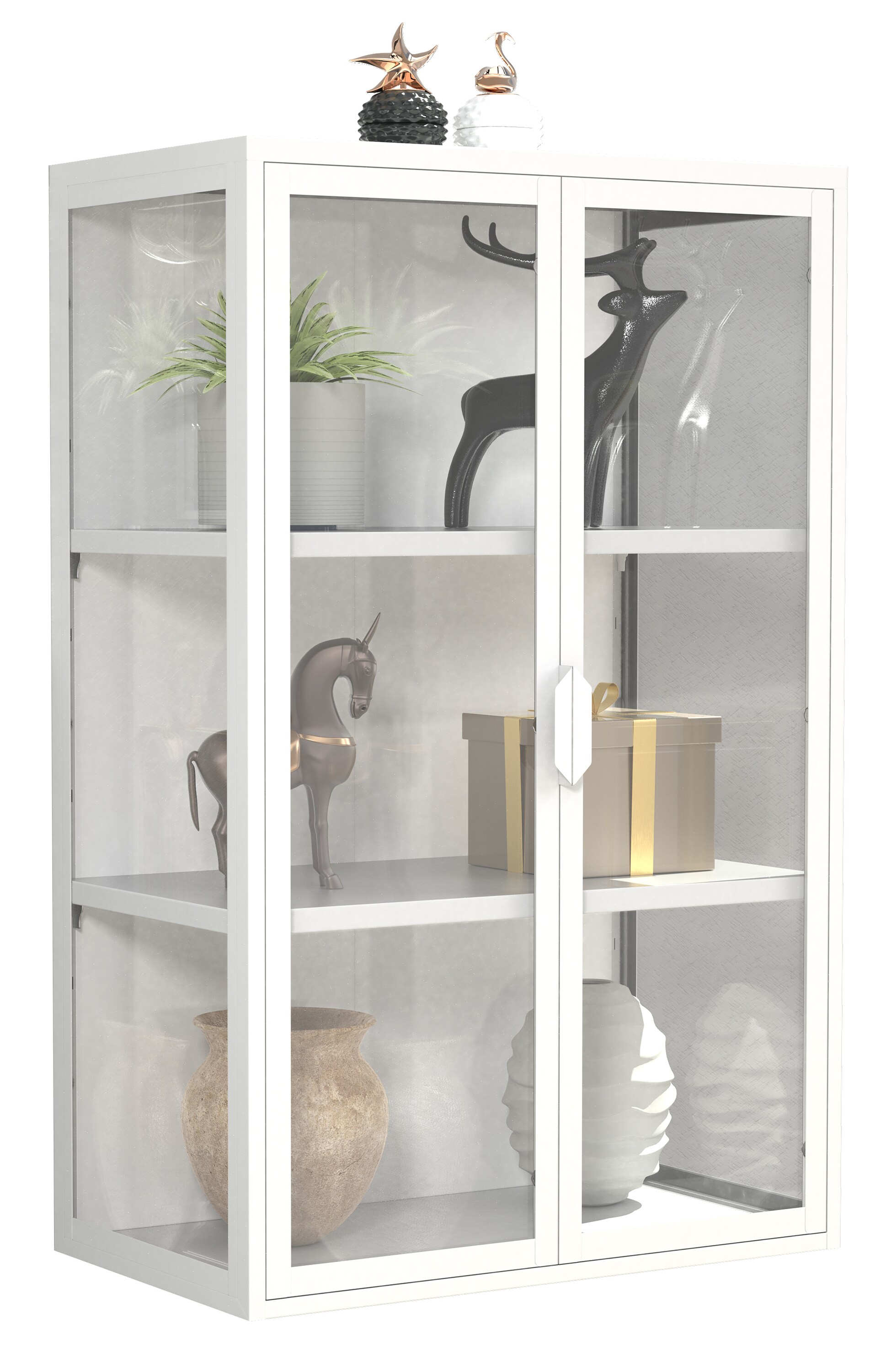 VCM Stahl Wandvitrine Hängevitrine Glasvitrine Wand Schaukasten Vitrine Glas 95x60x35 cm Flokas L