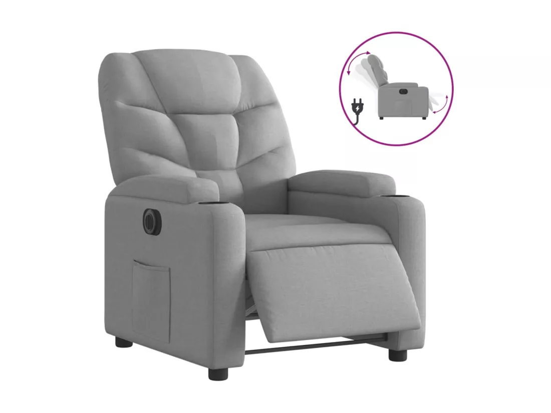 Fauteuil inclinable électrique Gris clair Tissu